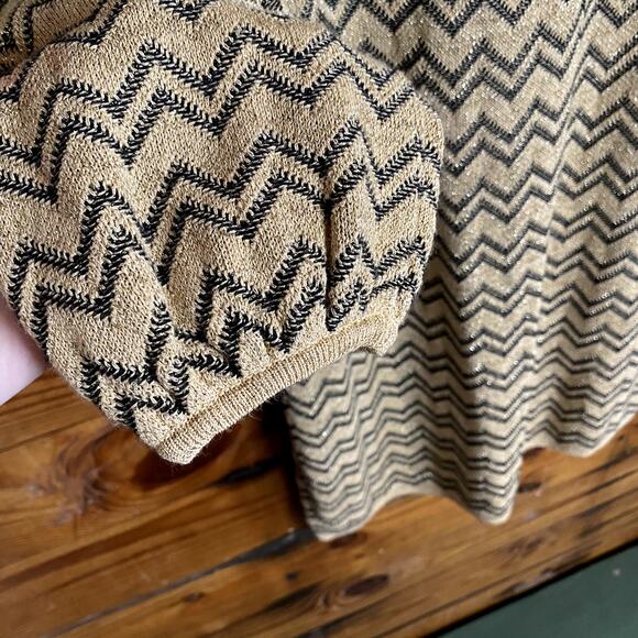 INC International Concepts Metallic Gold Chevron sweater dress size Large - Picture 5 of 5
